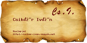 Csikár Iván névjegykártya